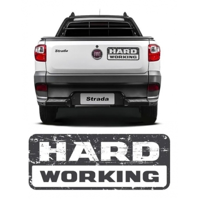 Emblema Fiat Strada Hard Working 2017 - Preto - (Unidade).