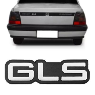 Emblema 'GLS' - Família Chevrolet 1991/1996 - Cinza / Fundo Preto