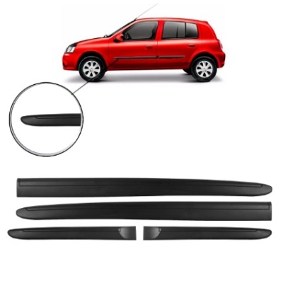 Friso Lateral Renault Clio Após 2014 4 Portas Preto Auto Colante 4 Peças