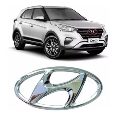 Emblema 'Logo Hyundai' - Hyundai Creta 2016/2020 - Cromado / Grade Do Radiador