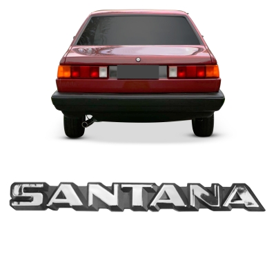 Emblema 'SANTANA' - Volkswagen Santana 1984/1990 - Cromado / Fundo Preto