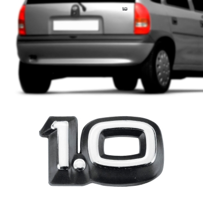 Emblema '1.0' - Chevrolet Corsa 1994/1996 - Cromado / Fundo Preto