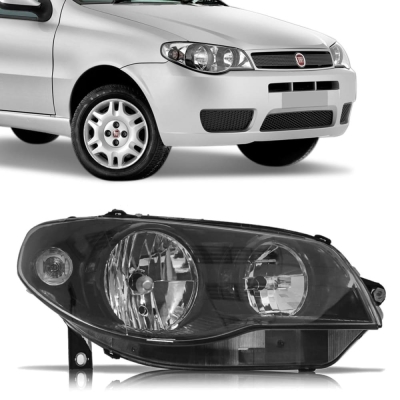 Farol - Fiat Palio 2004/2011 / Weekend / Siena / Strada 2004/2012 - H7 e H7 / Foco Duplo / Máscara Negra / Aro Preto / Lado Direito