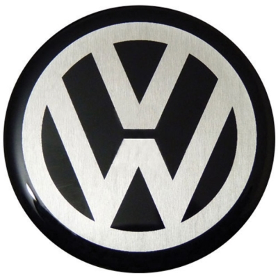 Emblema Flexível Resinado Para Calota Da Linha Volkswagen (48mm) Preto (Jogo Com 4 Peças).