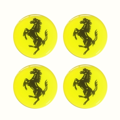 Emblema Para Calota 'FERRARI' - Uso Universal - 48MM / Amarelo