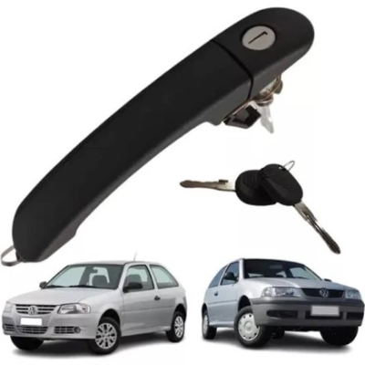 Maçaneta Externa - Volkswagen Gol / Parati 1999/2005 (G3) - Com Chave / Preto / Duas Portas / Direito / Esquerdo