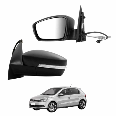 Retrovisor Texturizado Preto - Volkswagen Gol 2014 e Saveiro Após 2012 - Com Controle e Pisca Lado Esquerdo