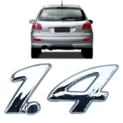 Emblema '1.4' - Peugeot 206 2004/2010 / 207 2009/2015 - Cromado