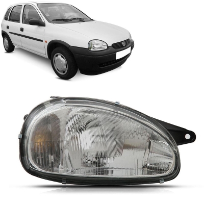 Farol H4 Lente De Vidro Raiada (Pisca Ambar) > Gm Corsa Wagon, Wind, Pickup, Classic 1994/2010 - Lado Direito