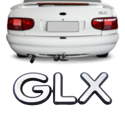 Emblema 'GLX' - Ford Fiesta / Escort 1997/1999 - Cromado / Fundo Preto