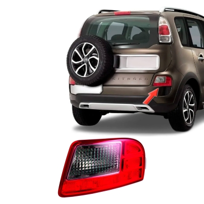 Refletor Parachoque Traseiro - Citroen C3 Picasso e Aircross 2010/2015 - Acrilica Com Luz de Ré Lado Direito