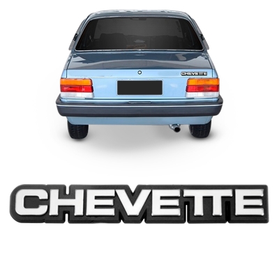 Emblema 'CHEVETTE' - Chevrolet Chevette 1982/1995 - Cromado / Fundo Preto