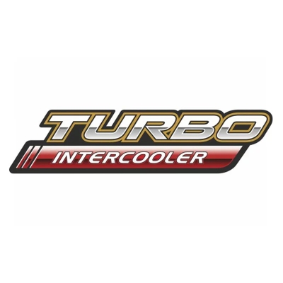 Emblema 'TURBO INTERCOOLER' - Toyota Hilux 2006/2015 - Prata / Vermelho / Fundo Preto / Adesivo