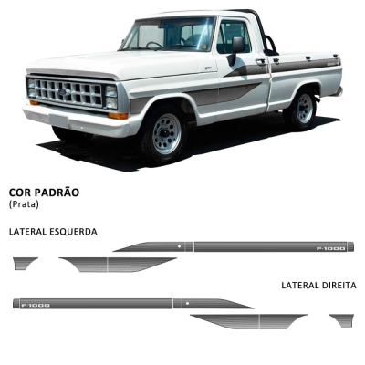 Faixa Decorativa Adesiva Ford F1000 1989 - Prata - (Jogo).