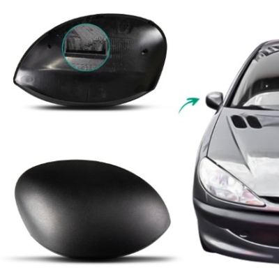 Capa Do Espelho Retrovisor Peugeot 206 Após 1999 Lado Direito Texturizado Preto