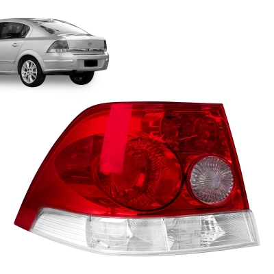 Lanterna Traseira Acrílica Vermelha/ Cristal | Gm Vectra Sedan 2006/2011 - Lado Esquerdo