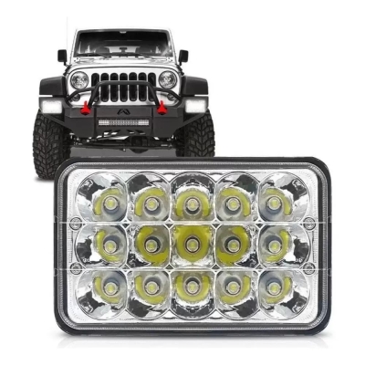Farol De Milha Retangular Em Led Com 15 Leds - 45w (Inox).