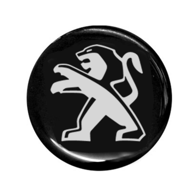 Emblema Resinado Para Calota Da Linha Peugeot (51mm) Preto (Jogo Com 4 Peças).