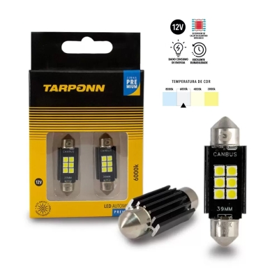 Lâmpada LED Torpedo - Canbus Premium / 39MM / 12v / 6000K / Unidade