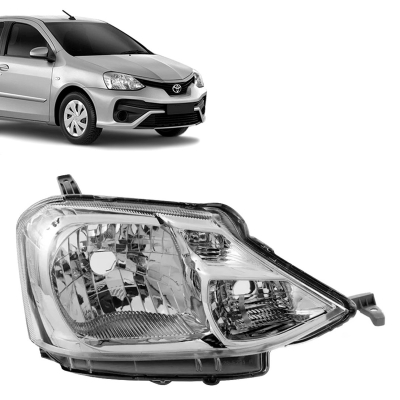 Farol Máscara Cromada Carcaça Cinza | Toyota Etios 2013/2019 - Lado Direito