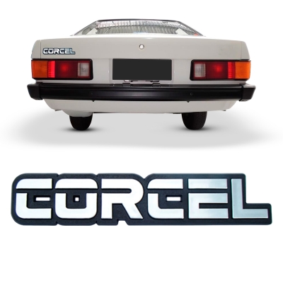 Emblema 'CORCEL' - Ford Corcel II 1985/1986 - Cinza / Fundo Preto