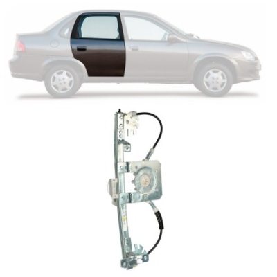 Máquina De Vidro Traseira Gm Corsa 1994 A 2004 Portas Eletrica Sem Motor Fixação Mabuchi Lado Direito
