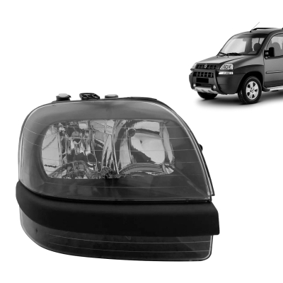 Farol Com Auxiliar Máscara Negra | Fiat Doblo 2002/2009 - Lado Direito