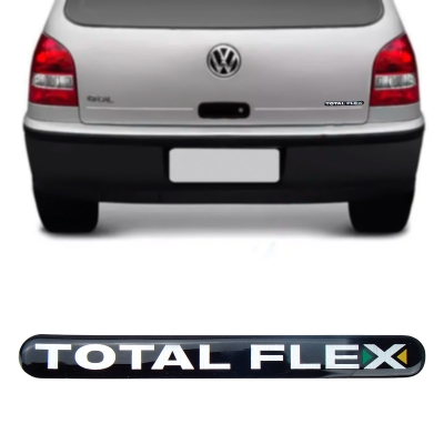 Emblema 'TOTAL FLEX' - Família Volkswagen 2005/2012 - Prata / Fundo Preto / Resinado