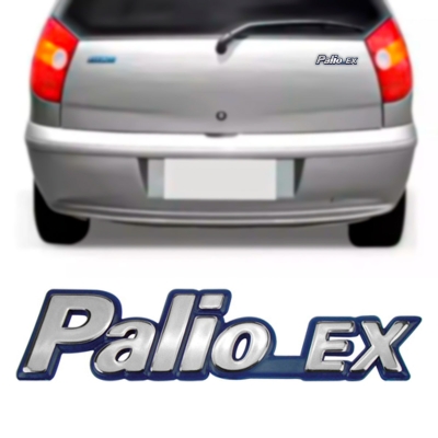 Emblema 'Palio EX' - Fiat Palio EX 1995/2000 - Cromado / Fundo Azul