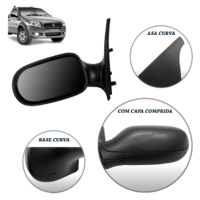 Retrovisor Externo Fiat Palio/ Strada 04/07 2 Portas Fixo Lado Esquerdo