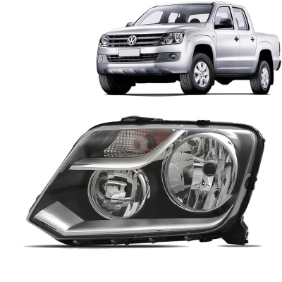 Farol - Volkswagen Amarok De 2010 Até 2018 - H1/H7 - Regulagem Manual - Máscara Negra - Lado Esquerdo