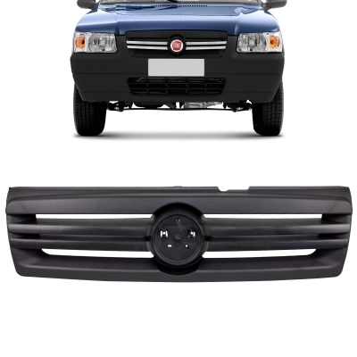 Grade Frontal Do Radiador - Fiat Uno / Fiorino 2009/2013 - Preta / Modelo Original / Sem Friso