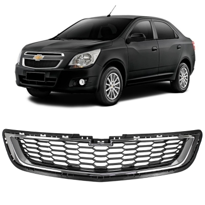 Grade Frontal Do Radiador - Chevrolet Cobalt 2012/2016 - Preta / Inferior / Com Friso Cromado / Modelo Original