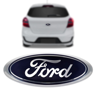 Emblema 'Logo Ford' - Ford KA 2008/2013 / New Fiesta 2014/2020 / Fiesta Amazon 2002/2013 - Cromado / Fundo Azul / Porta Malas