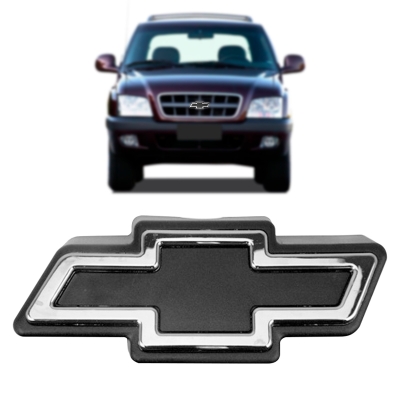 Emblema 'Logo Chevrolet' - Chevrolet S10 / Blazer 2000/2003 - Cromado / Fundo Preto / Grade Do Radiador