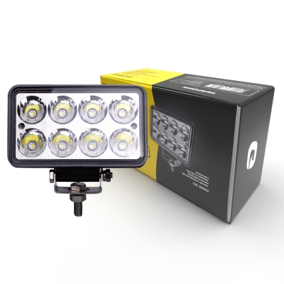 Farol Auxiliar (Led) Retangular | Inox | 24w | 8 Leds.