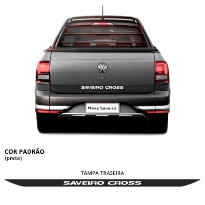 Faixa Decorativa Adesiva 'SAVEIRO CROSS' - Volkswagen Saveiro 2017/2021 - Preto / Tampa Traseira (Caçamba)