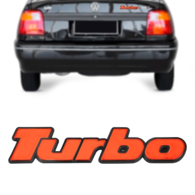 Emblema 'Turbo' - Família Volkswagen 1990/2000 - Vermelho / Fundo Preto