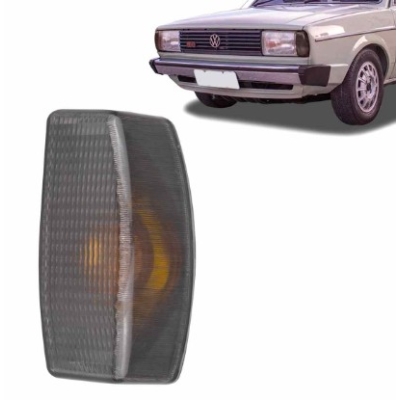 Lanterna Dianteira Vw Gol 1982 A 1986 Acrílica Fumê Com Cupla Âmbar Lado Direito