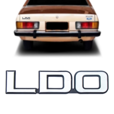 Emblema 'LDO' - Ford Corcel / Belina 1978/1984 - Cinza / Fundo Preto