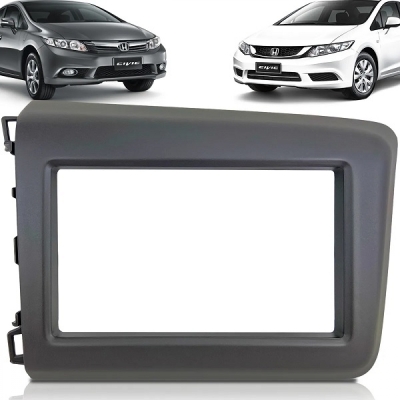 Moldura Do Painel Para O Aparelho De Som/Dvd 2din - Honda Civic Após 2012 Com Moldura - (Padrão Japonês/ Chinês) - Cinza