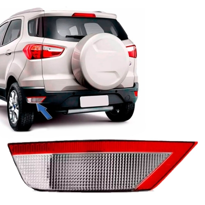 Refletor Do Parachoque Traseiro Com Luz De Ré - Ford Ecosport 2013/2020 - Acrilica Cristal Lado Esquerdo