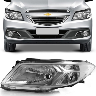 Farol - Chevrolet Onix 2012/2018 / Prisma 2013/2018 - H4 / Máscara Cromada / Moldura Cromada / Lado Esquerdo