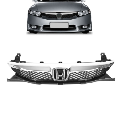 Grade Frontal Do Radiador - Honda Civic 2009/2011 - Preta / Modelo Original / Moldura Cromada / Sem Emblema