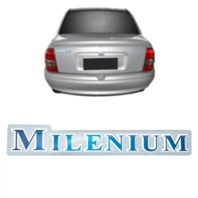 Emblema 'MILENIUM' - Chevrolet Astra / Corsa / Vectra 2000/2002 - Azul / Resinado