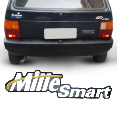 Emblema 'Mille Smart' - Fiat Uno Smart 1997/2004 - Cromado / Resinado