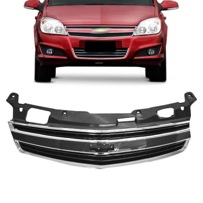 Grade Frontal Do Radiador - Chevrolet Vectra 2009/2011 - Preta / Com Friso e Moldura Cromada / Modelo Original