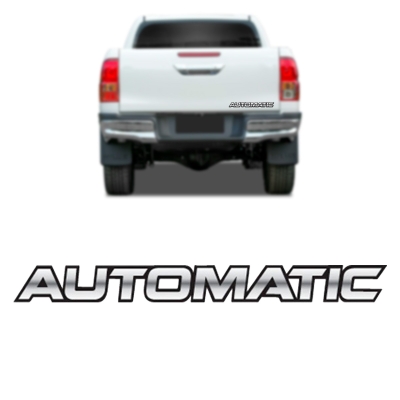 Emblema 'AUTOMATIC' - Toyota Hilux SRV 2006/2015 - Cinza / Contorno Preto / Grande / Adesivo