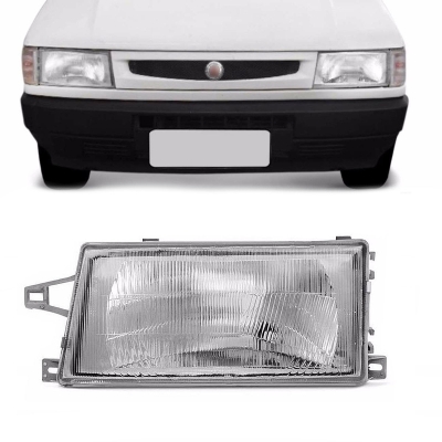 Farol - Fiat Uno / Fiorino 1991/2003 e Premio / Elba 1991/1996 - H4 / Lente De Vidro / Lado Esquerdo