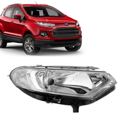 Farol H4 Máscara Cromada | Ford Ecosport 2013/2017 - Lado Direito